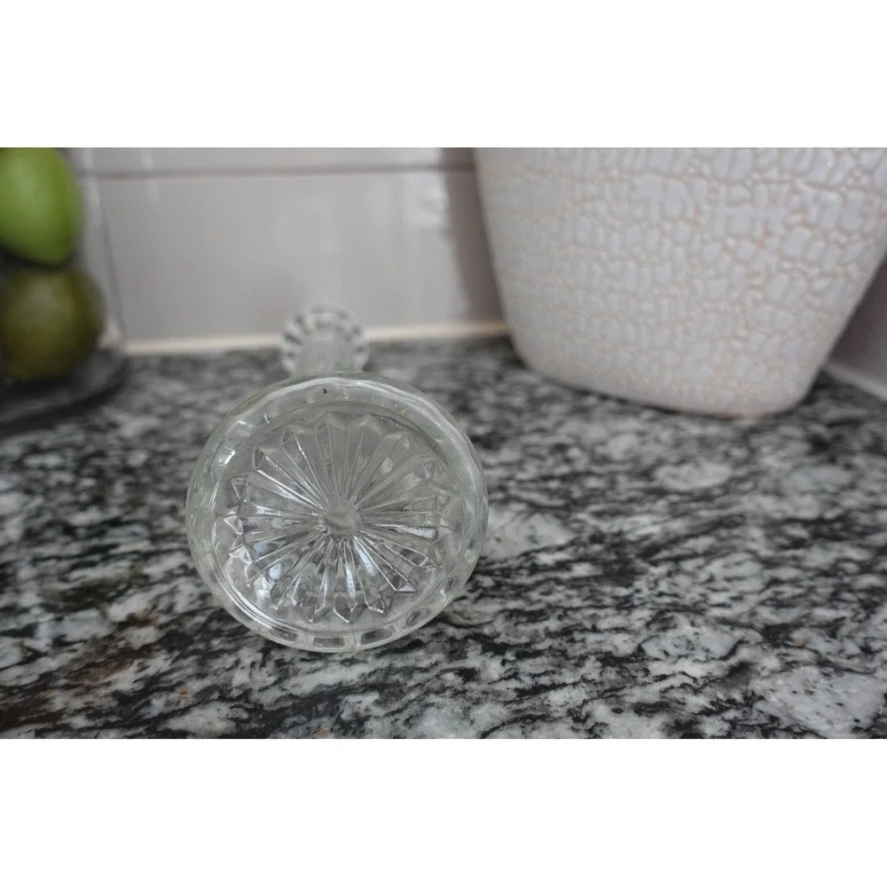 Vintage Clear Starburst Glass Bud Vase Floral Decor Table Centerpiece‎ Elegant